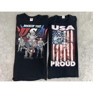 Rockin The‎ USA Shirt Mens Large Fruit Of The Loom American Flag Band Patriotic
